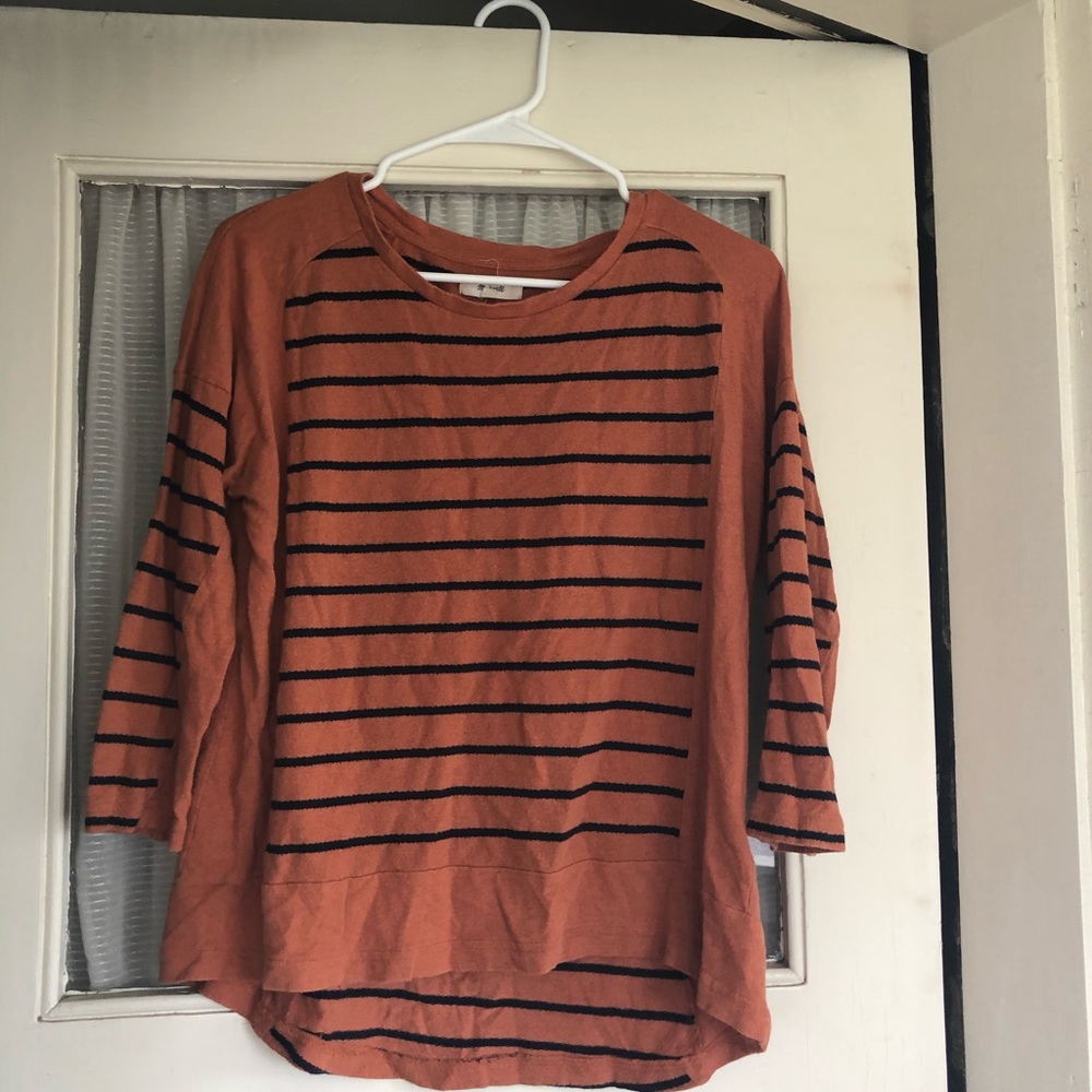 Orange and black striped madewell sweater